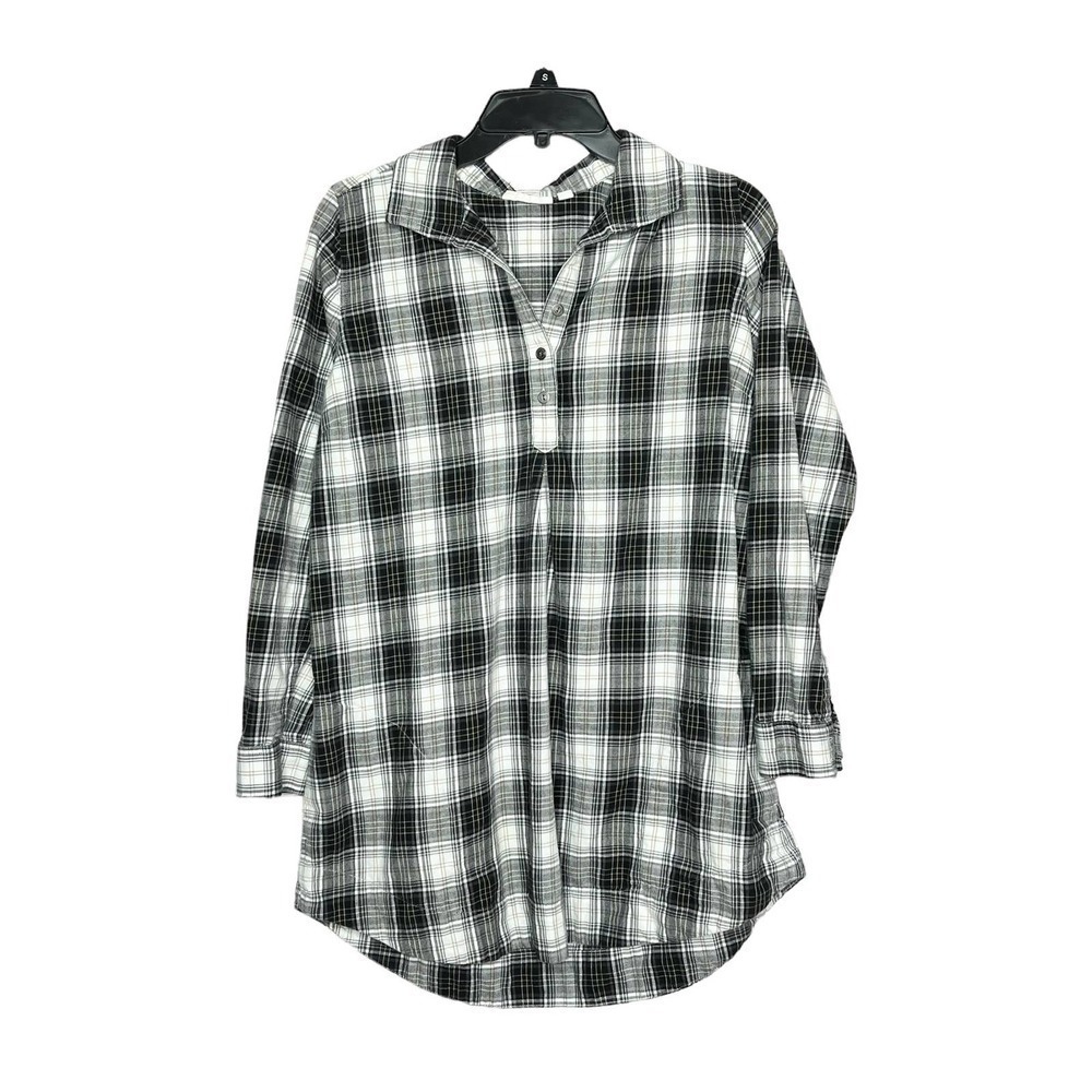J. Jill Uncommon Threads Plaid Long Sleeve Popover Shirt